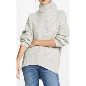 Brochu Walker Roan Turtleneck Sweater Moire Combo Light Gray Medium NWOT